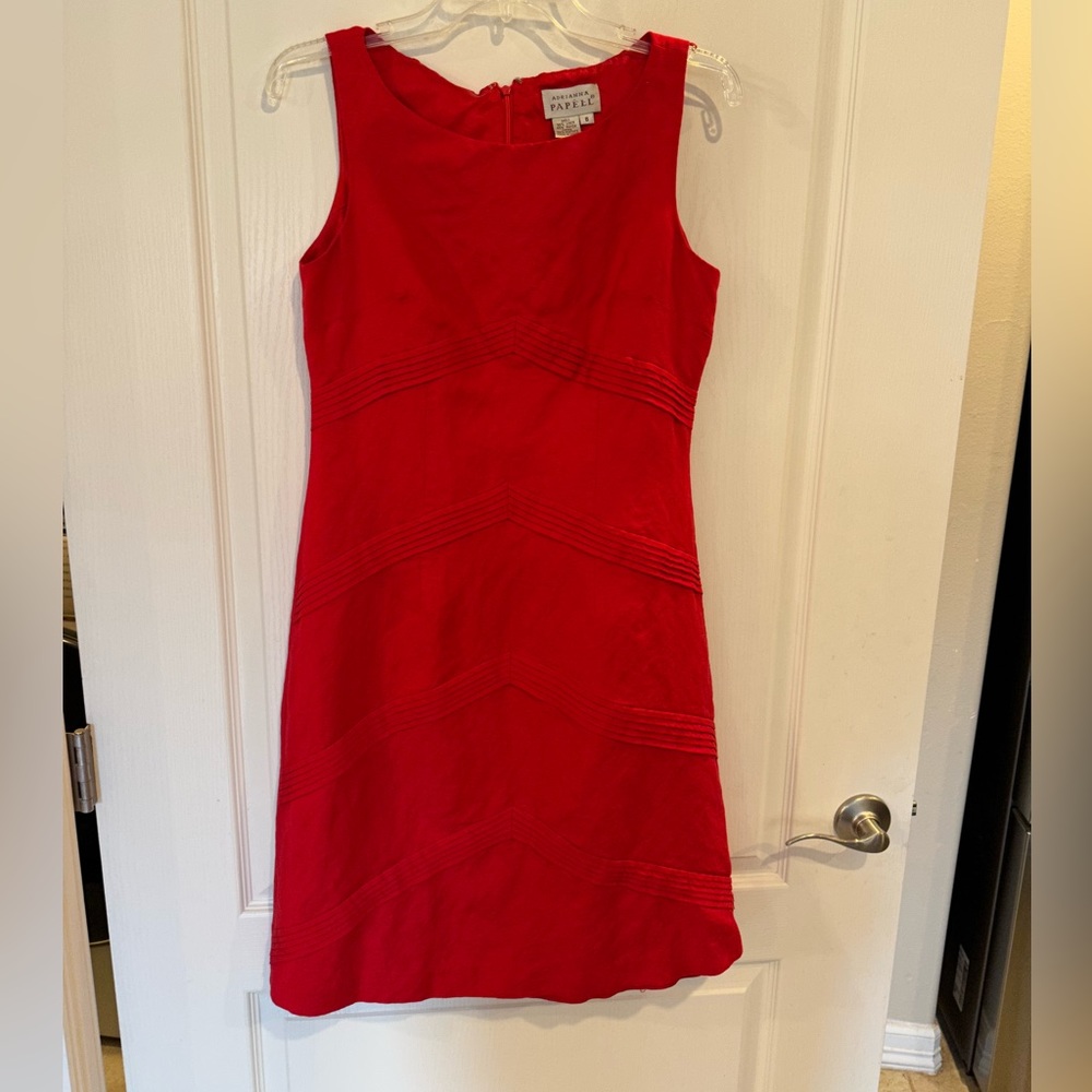 Adrianna Papel women’s red linen blend  sleeveless dress. Size 8